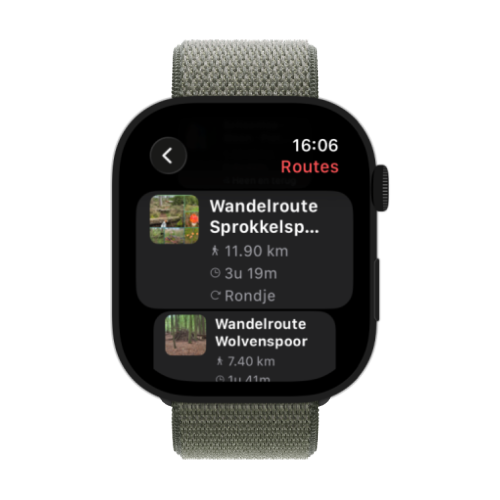 Opgeslagen routes op Apple Watch