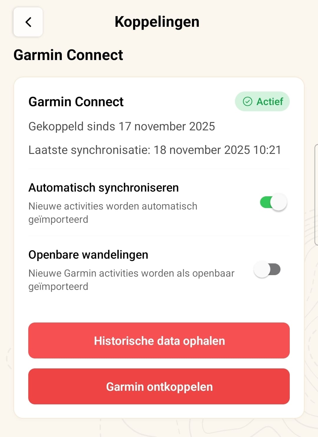 Garmin koppelen in app