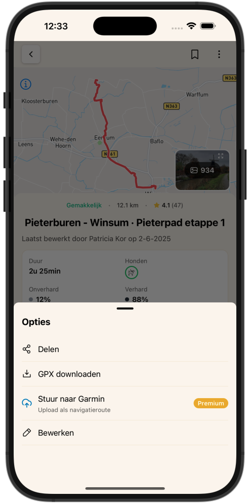 Routes naar Garmin sturen