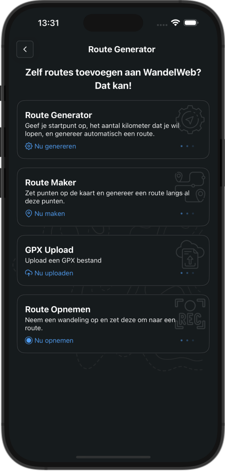 Route Generator Overzicht