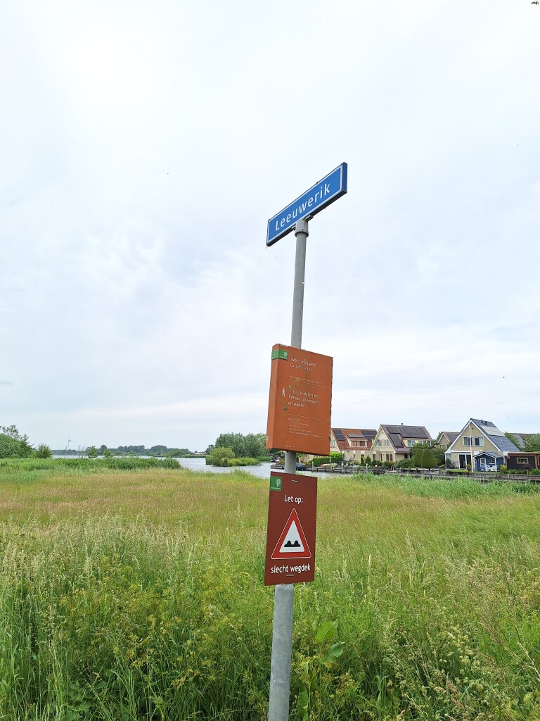 Vlietroute (geel) vanaf startpunt Onderdijk