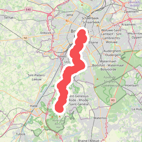 Brussel - Dworp · GR12 Wallonië etappe 1