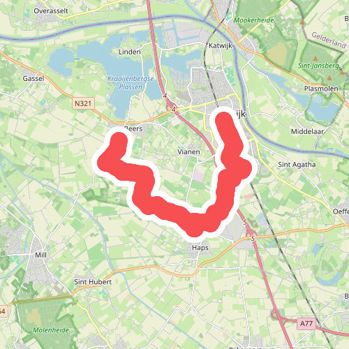 Beers - Cuijk station · Maas- en Peelliniepad etappe 7