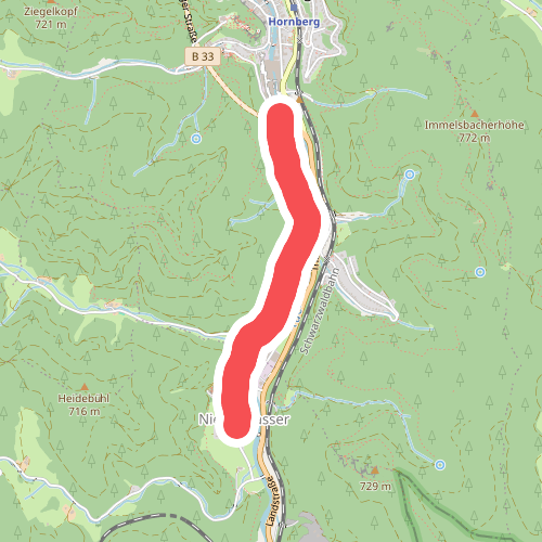 Hornberg Tunnelausgang Süd - Niederwasser Dorf