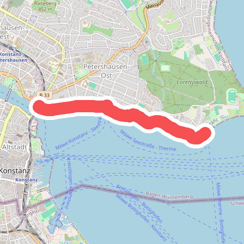 Konstanz Bodensee-Therme - Konstanz Rheinbrücke Nord