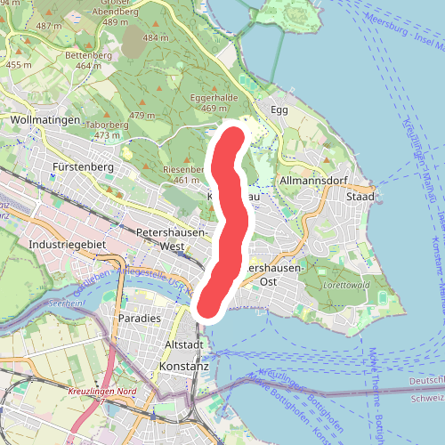 Uni Haupteingang - Konstanz Rheinbrücke Nord