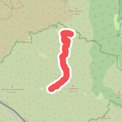 Reiteralm, rot markierte Pfadspur