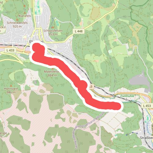 Zugangsweg - Ebingen - Weg Nr. 4 - Bahnhof Ebingen - Ehestetter Hof - Zankhalde - Markungsgrenze Strassberg