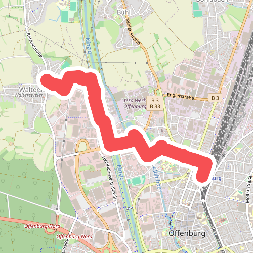 Offenburg Bahnhof - Waltersweier Ortsmitte