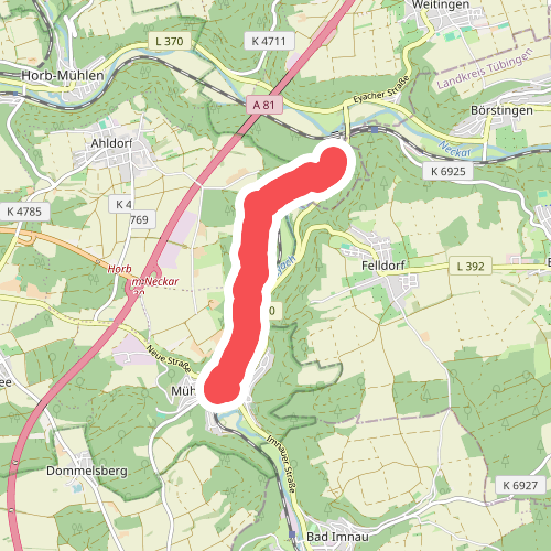 Äußerer Hauptweg - Mühlen am Neckar - Weg-3 - Eyach - Mühringen