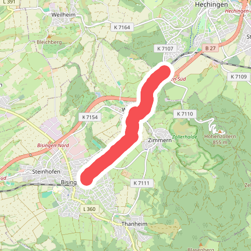 Brielhof Eisenbahnsteg Süd - Bisingen Bahnhof