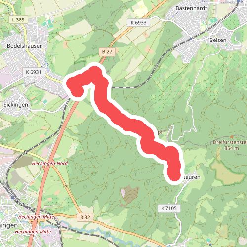 Zugangsweg - Bodelshausen - Weg-1 - Bodelshausen (Bfh.) - Butzensee - Tiroler Kopf - Beuren