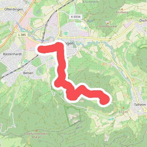 Zugangsweg - Mössingen - Weg-4 - Abzweigung von Weg 5 in Mössingen - Farrenberg Bismarckskapf - Abzweigung Ruine Andeck