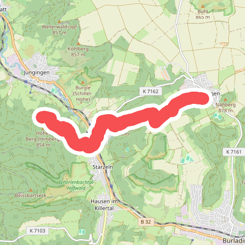 Zugangsweg Ringingen - Killer Berg - Killer - Hoher Berg (Himberg) - HW1
