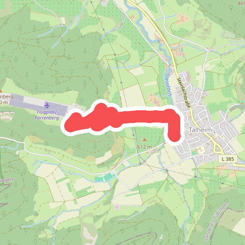 Zugangsweg - Talheim - Weg-2 - Hochfläche Farrenberg - Talheim - bis zum HW1