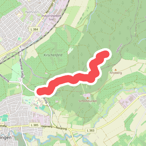 Querweg - Mössingen - Weg-10 - Abzweigung von weg 9 - Dicke Eiche - bis zum blauen Dreieck