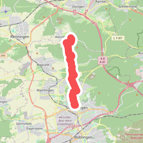 blauer Punkt Warmbronn - Sindelfingen Martinskirche