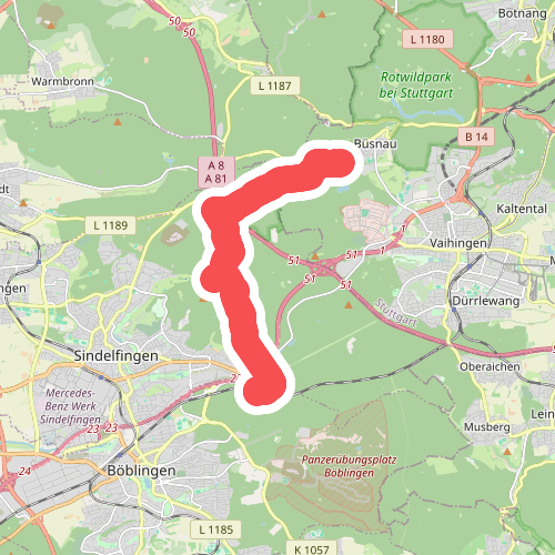 blauer Punkt, Böblingen Lange Schläge - Katzenbacher Hof - Büsnau