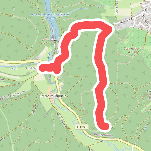 blauer Punkt, Obere Rauhmühle - Steinenbronn