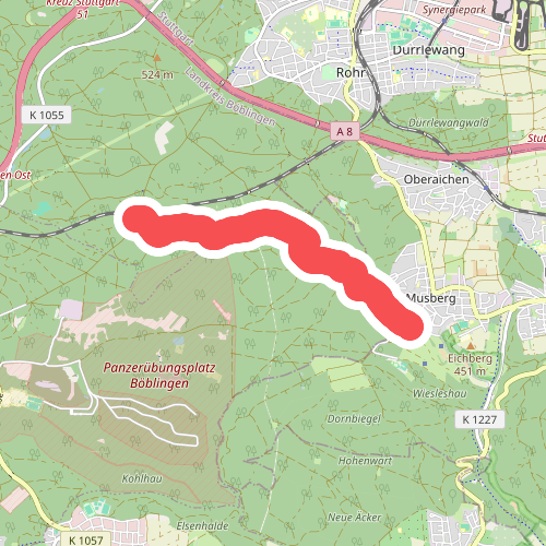 roter Punkt Musberg - Römer-/Panzerstraße