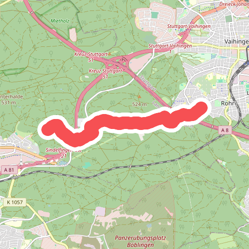 blaues Minus Stuttgart-Rohr - Sindelfingen