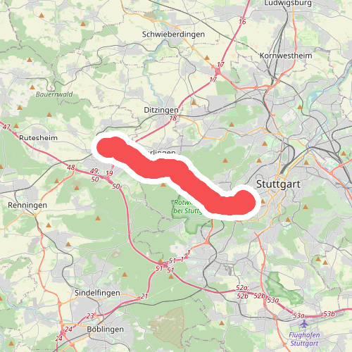 blauer Punkt Westbahnhof - Solitude - Leonberg