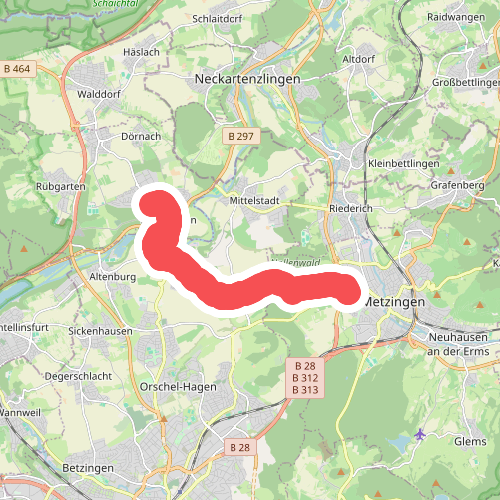 blauer Punkt, Metzingen - Reicheneck - Oferdingen - Pliezhausen - Zweieichenturm