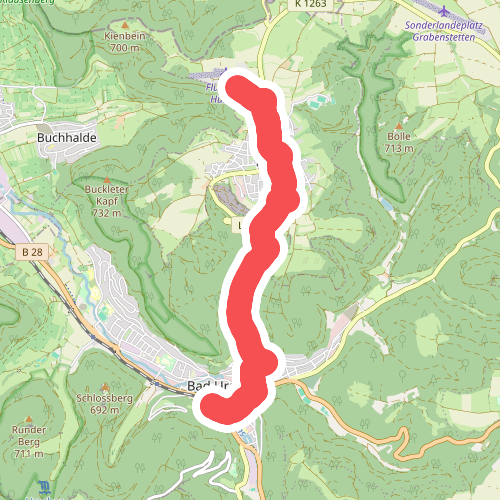 Nebenweg HW1: Flugpatz Hülben - Hülben - Mauchental - Bad Urach