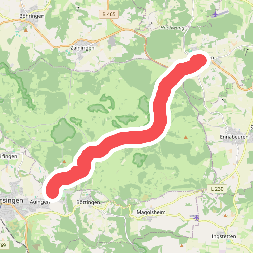 Truppenübungsplatz Wanderweg Nr. 1: Eingang Feldstetten - Panzerbrücke Auingen