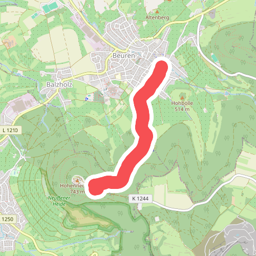 Äußerer Zugangsweg Schwäbischen Albvereins (blaues Dreieck)