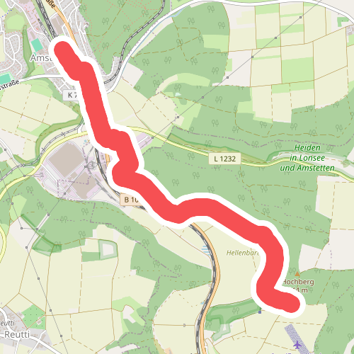 Amstetten Bahnhof - Heide am Kreuzstein - Hochberg (gelbe Raute)