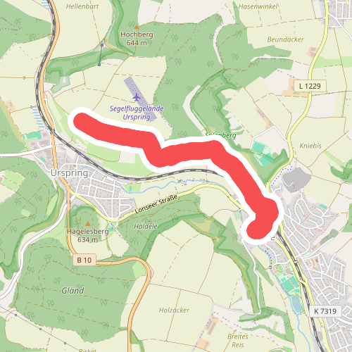 SAV gelbe Raute: Lonsee Rathaus - Urspring, Dreilinden