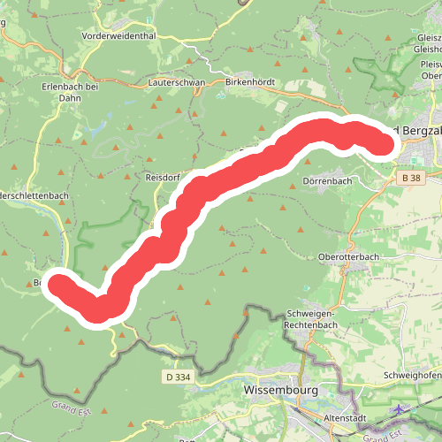 Pfälzerwald Rotes Dreieck : Bobenthal <=> Bad Bergzabern