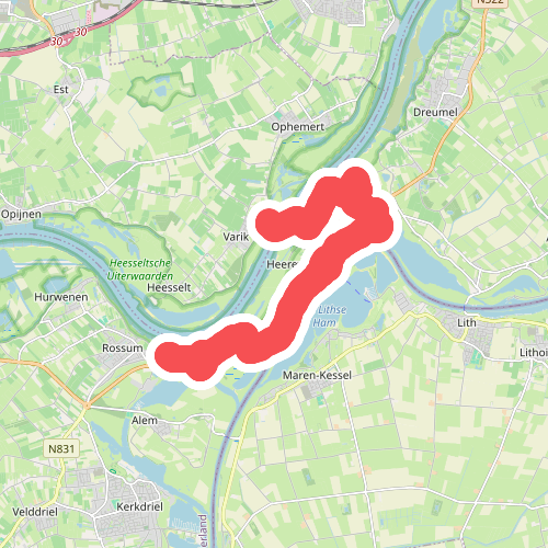 Rossum - Varik (via veerpont) · Maarten van Rossumpad etappe 3