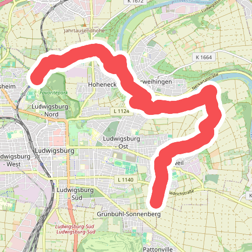 roter Punkt LB Favoritepark - Oßweil