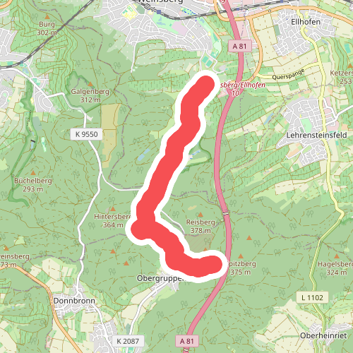 blaues Minus Weinsberg - Obergruppenbach