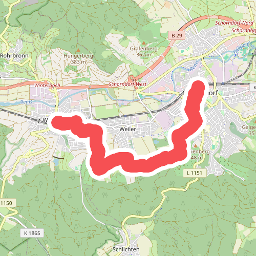 Nebenlinie des SAV (rotes Plus)