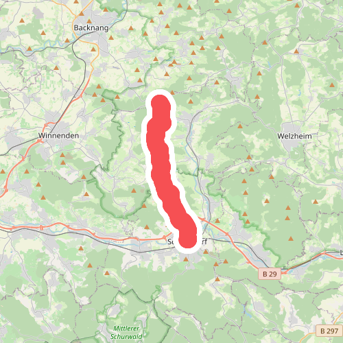 Hauptlinie des SAV (blauer Balken)