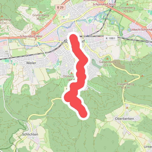 Hauptlinie des SAV (blauer Strich)