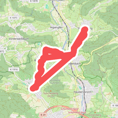 Querweg des SAV (blauer Punkt): Schornbach–Steinenberg