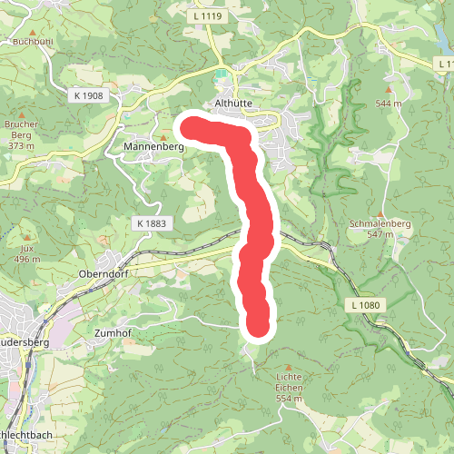 Querweg des SAV (blauer Punkt)