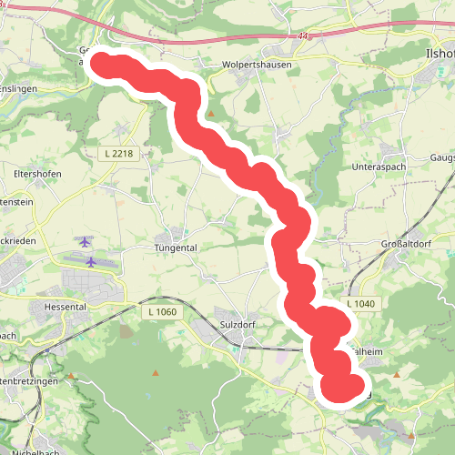 Querweg des SAV (roter Punkt)