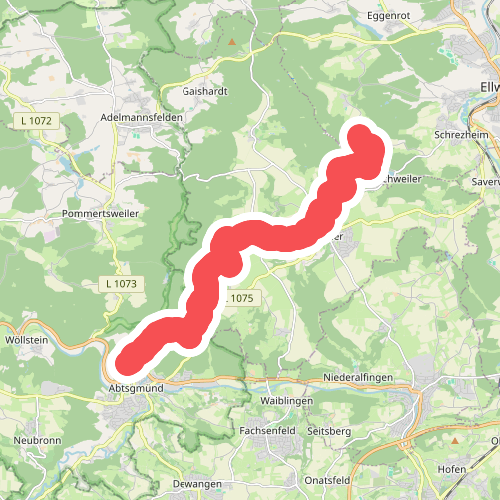Nebenlinie des SAV (rotes Plus): Abtsgmünd - Neuler - Sägweiher