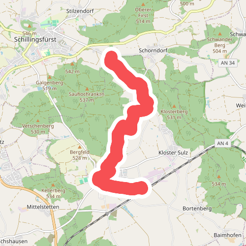 Wasserscheideweg Zubringer Dombühl - Schillingsfürst