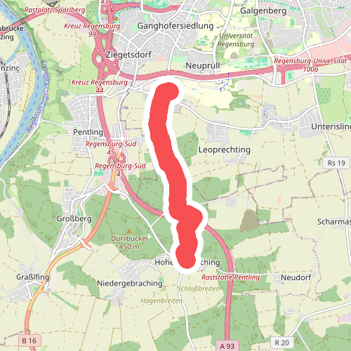 S 08 Regensburg-Graß - Hohengebraching (Rotes Dreieck)