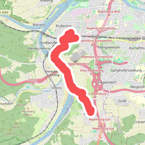 S 16 Regensburg-Prüfening - Pentling (Rotes Rechteck)