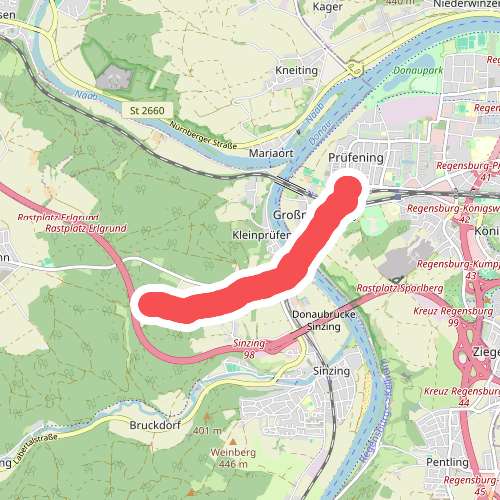 W 04 Regensburg - Anschluss an W5 (Grünes Rechteck)