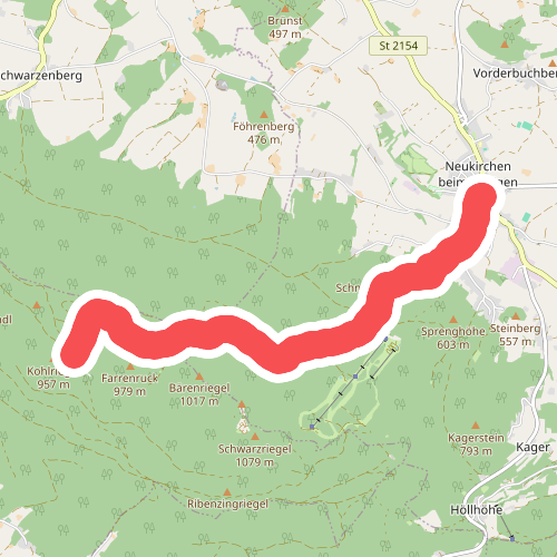 Goldsteig Zuweg Nr.12 Neukirchen beim Heiligen Blut → Diensthütte Hohen Bogen
