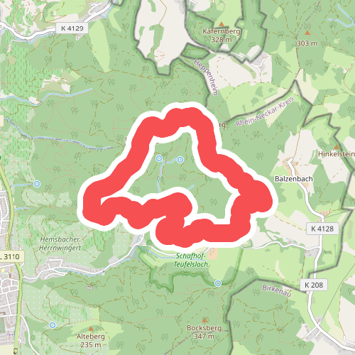 Rundwanderweg Hemsbach Schaumesklingen 1: Kreuzberg-Weg