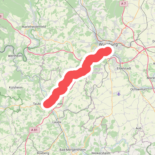 Rotes X - Tauberbischofsheim - Würzburg